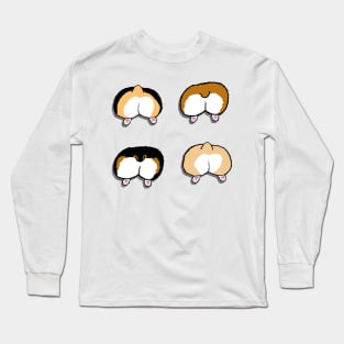 corgi butt polka dot on blue Long Sleeve T-Shirt